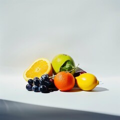 simple still life photo of fruit on white backgroun, generative ai