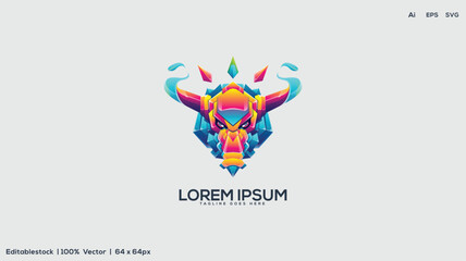 Wall Mural - Colorful gradient style bull head vector illustration logo template