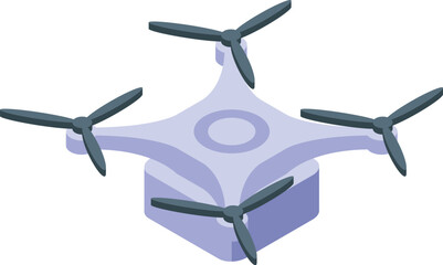 Poster - Modern drone flying with four propellers in isometric view