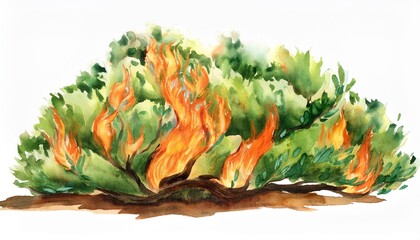 Wall Mural - the burning bush digital watercolor illustration