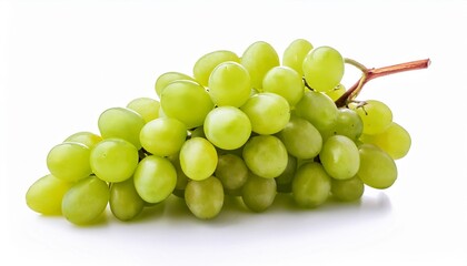 Wall Mural - fresh green grapes isolated on white background high contrast vivid colors sharp details cheerful vibe