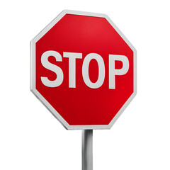 3d stop sign isolated on transparent background