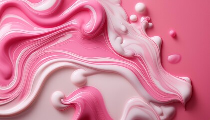 Wall Mural - a pink and white liquid with swirly patterns on a pink background