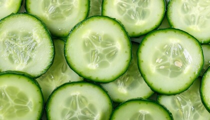 Wall Mural - close up of fresh cucumber slices background