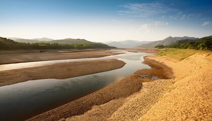 Wall Mural - low water level at the river