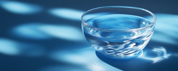 Wall Mural - Glass bowl of water with blue light