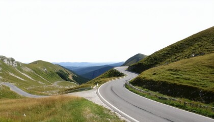 Wall Mural - winding mountain road through grassy hills cut out