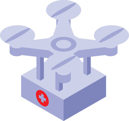 Poster - Medical drone is standing on a platform, ready to transport medical supplies to those in need