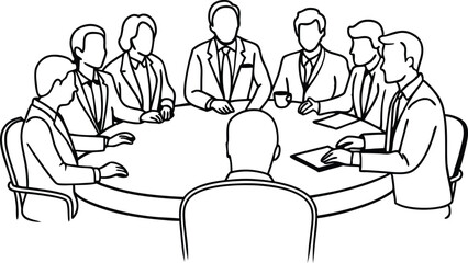 business people meeting in office line art illustration