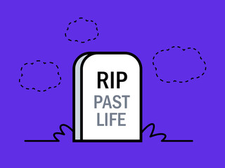 Wall Mural - The Tombstone of Past Life. Isolated Vector Illustration