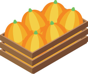 Sticker - Wooden crate overflowing with ripe, orange pumpkins, ready for fall festivities and halloween carving