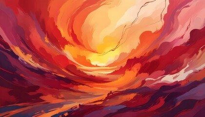 Wall Mural - swirling abstract pattern of warm orange, red, and yellow colors with a sense of movement and energy