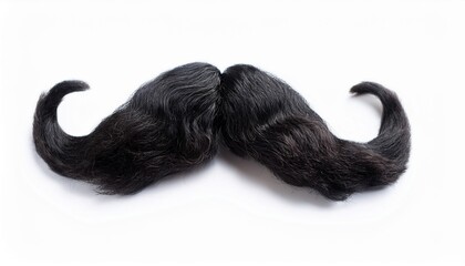 black curly mustache beard isolated on white background