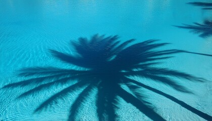 Wall Mural - palm tree shadow on a blue water