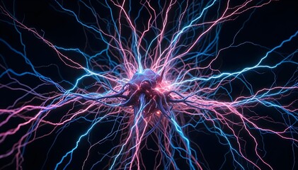Wall Mural - colorful abstract image of neural network