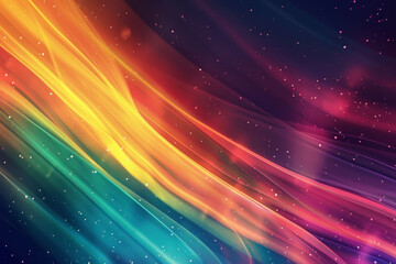 Wall Mural - A colorful, abstract painting of a rainbow with stars