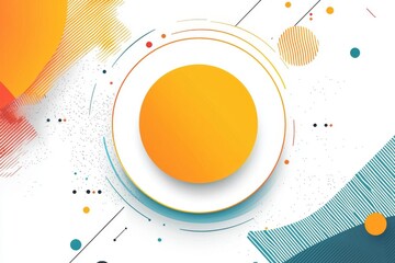 Abstract geometric background with a vibrant yellow circle and colorful shapes