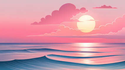 Wall Mural - Pastel Ocean Sunset Generative AI