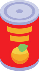 Poster - This colorful illustration features a red aluminum can containing preserved orange slices, ideal for projects related to food, drinks, and healthy eating