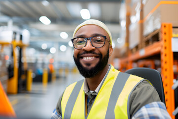 Sticker - portrait of a man in a warehouse