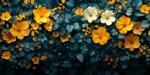 Poster - Vibrant Digital Floral Design with Textured Cardstock Background, generative ai