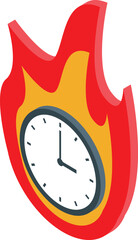 Poster - Clock is surrounded by flames, symbolizing the urgency of time passing