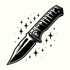 Sticker - Utility Knife Tool Silhouette Vector Template