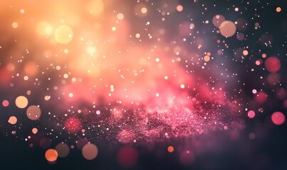 Poster - Pastel bokeh lights abstract background. Night party. Blurred shiny glitter particles backdrop. Defocused light. Festive sparkle effect. Christmas and New Year