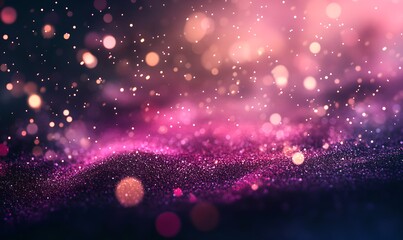Poster - Pink bokeh lights abstract background. Night party. Blurred shiny glitter particles backdrop. Defocused light. Festive sparkle effect. Magical and dreamy.