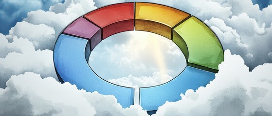 Poster - A vibrant circular chart set against a cloudy sky, symbolizing clarity and insight in data visualization.