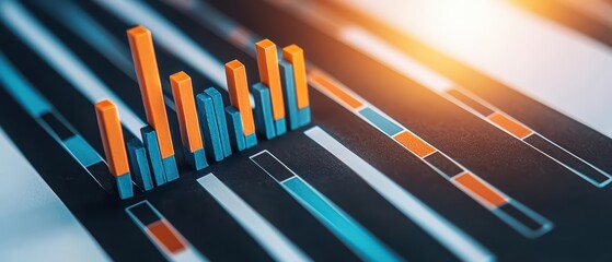 Poster - Colorful bar graph representing data trends, showcasing performance analysis and statistical insights for business growth.