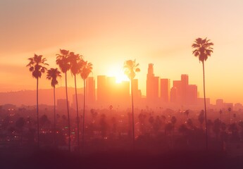 Wall Mural - sunset over the city