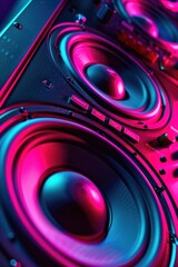 Aufkleber - A close-up shot of a pair of speakers, suitable for use in technology, music or electronics related contexts