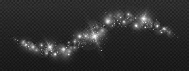 Wall Mural - magic trail twinkles with flare particles. glittering dust with brightening stars. brightening wave 