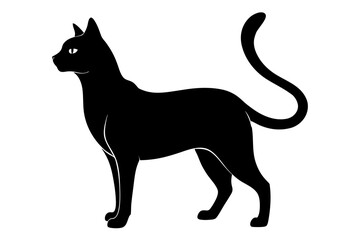 Beautiful cat silhouette black vector art illustration 