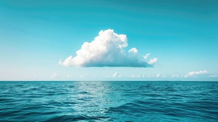 Poster - A cloud floats above the calm ocean waters on a sunny day