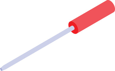 Poster - Metal screwdriver with a red handle lying diagonally, isolated on white