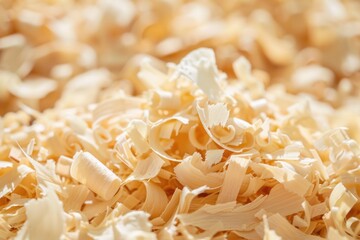 Poster - Pile of shredded wood chips on a table