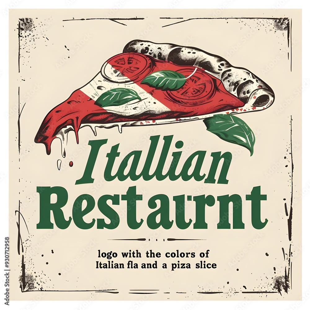 Vintage Italian Restaurant Logo with Classic Pizza Slice and Italian ...