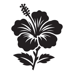 Naklejka na meble Hibiscus vector art, Hibiscus silhouette, Hibiscus illustration, Hibiscus black and white vector, black and white flower, Hibiscus flower silhouette, black and white flower vector