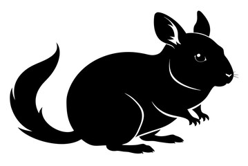 Beautiful chinchilla silhouette black vector art illustration 