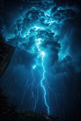 Canvas Print - Blue Lightning Strike