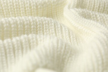 Poster - Texture of white knitted fabric as background, closeup