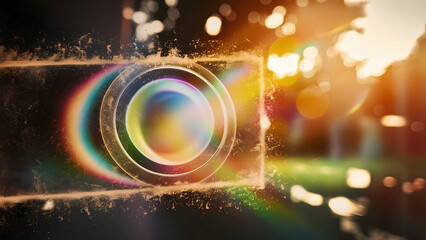 Poster - Sonic Boom: A speaker explodes with vibrant sound and light, capturing the energy of music in an abstract and electrifying image
