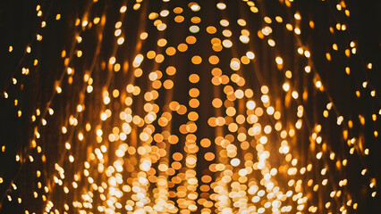 Poster - Golden glitter bokeh lights abstract background for festive Christmas celebration