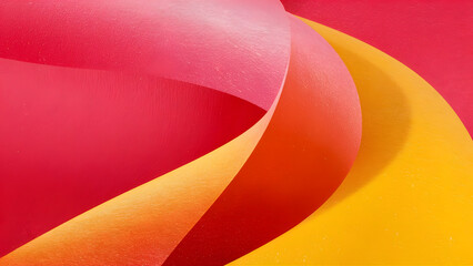 Poster - chromatic dance: vivid yellow and red ribbons intertwine in an abstract display of vibrant energy an