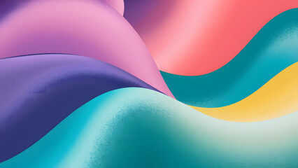 Poster - chromatic flow: a mesmerizing dance of vibrant hues, where smooth, silky waves of purple, teal, cora