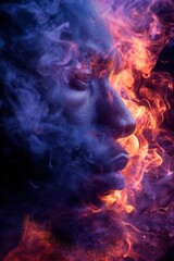 Canvas Print - Face in Fiery Mist