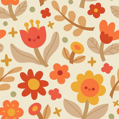 Wall Mural - cute vector floral seamless pattern. colorful flowers background. trendy repeat texture for fashion 