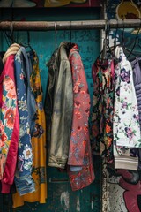 Poster - Jackets on a rack, various styles and colors displayed